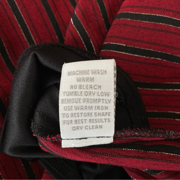 Dressbarn Button Up Blouse Built In Tank Shell Red/Black/Silver Striped Sz 22/24 - Picture 14 of 14